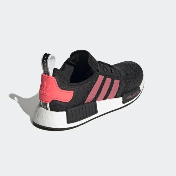 MENS Adidas Originals NMD R1 Boost Shoes Black Signal Pink FV9153 main image 8